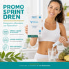 PromoSprint Dren - modella con stick e bicchiere d'acqua